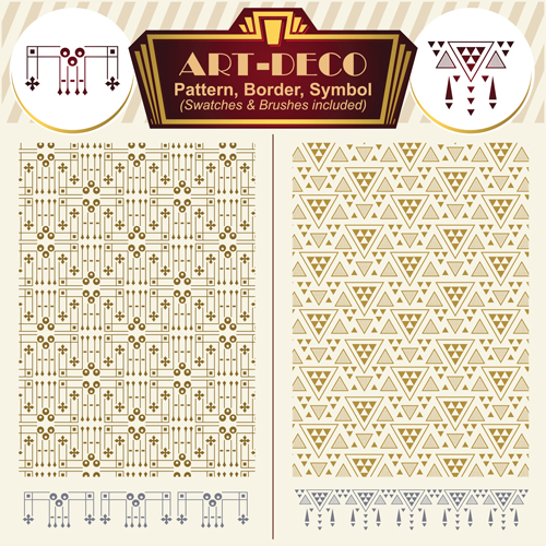 Art deco symbol with pattern and borders vector 03 Art deco symbol with pattern and borders vector 03