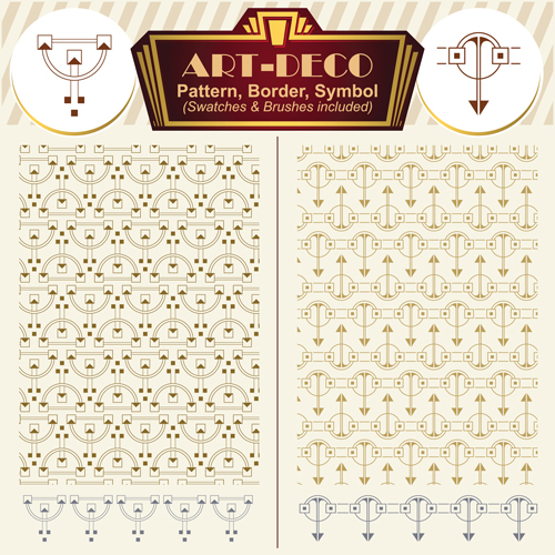 Art deco symbol with pattern and borders vector 04 Art deco symbol with pattern and borders vector 04