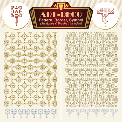 Art deco symbol with pattern and borders vector 05