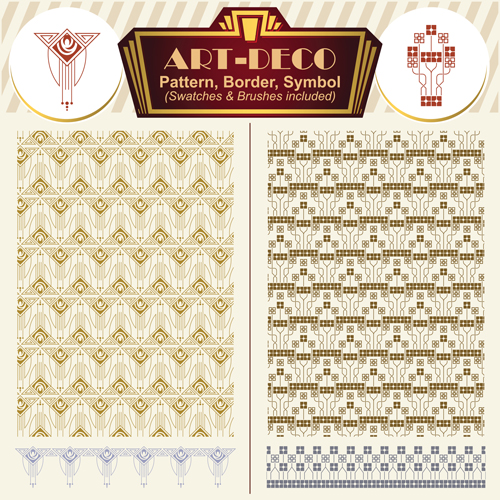 Art deco symbol with pattern and borders vector 06 Art deco symbol with pattern and borders vector 06