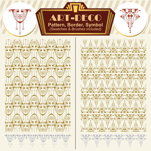 Art deco symbol with pattern and borders vector 07