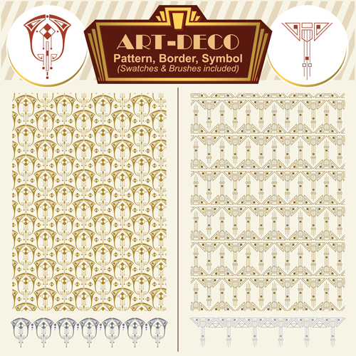 Art deco symbol with pattern and borders vector 08 Art deco symbol with pattern and borders vector 08