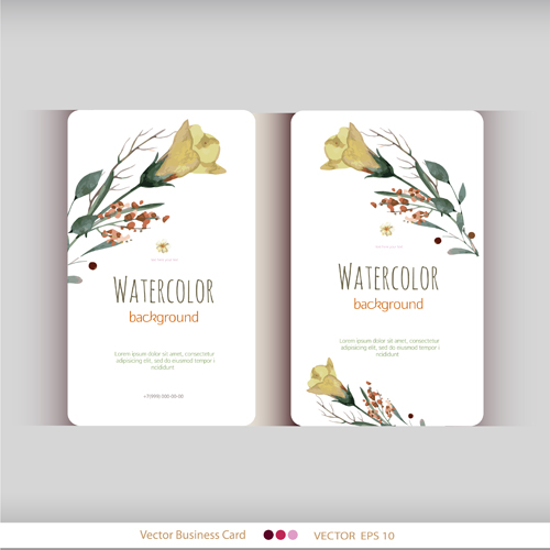 Beautiful watercolor flower business cards vector set 12 Beautiful watercolor flower business cards vector set 12