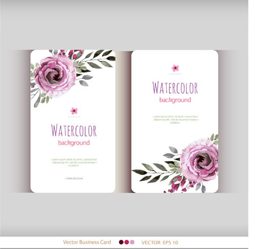 watercolor flower business cards beautiful 