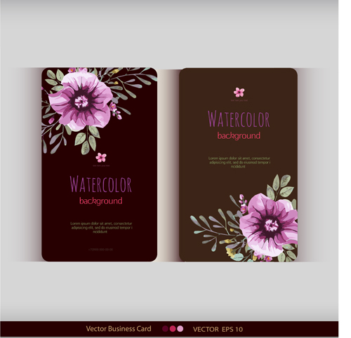 Beautiful watercolor flower business cards vector set 19 Beautiful watercolor flower business cards vector set 19