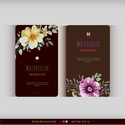 Beautiful watercolor flower business cards vector set 20 Beautiful watercolor flower business cards vector set 20