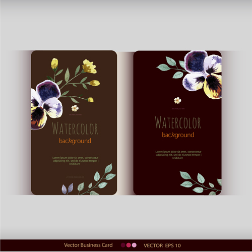 Beautiful watercolor flower business cards vector set 21 Beautiful watercolor flower business cards vector set 21