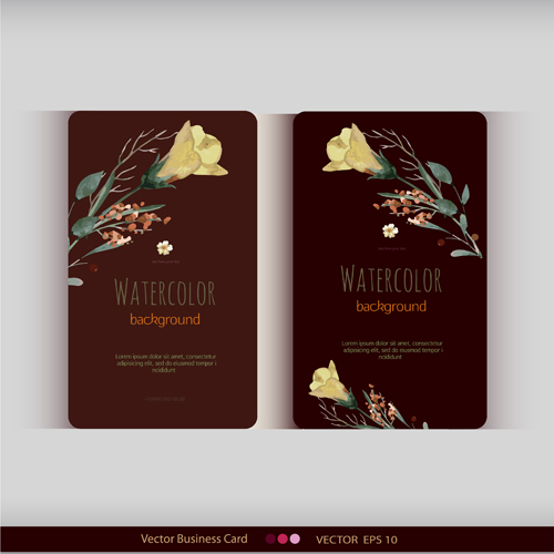Beautiful watercolor flower business cards vector set 22 Beautiful watercolor flower business cards vector set 22