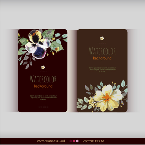 Beautiful watercolor flower business cards vector set 24 Beautiful watercolor flower business cards vector set 24