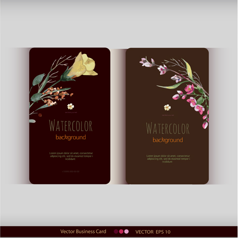 Beautiful watercolor flower business cards vector set 25 Beautiful watercolor flower business cards vector set 25