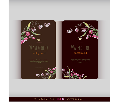 Beautiful watercolor flower business cards vector set 26 Beautiful watercolor flower business cards vector set 26