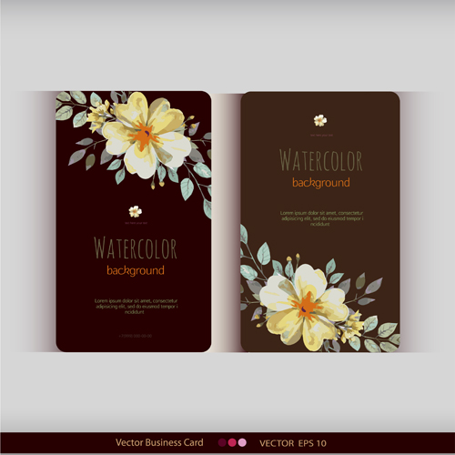 Beautiful watercolor flower business cards vector set 28 Beautiful watercolor flower business cards vector set 28