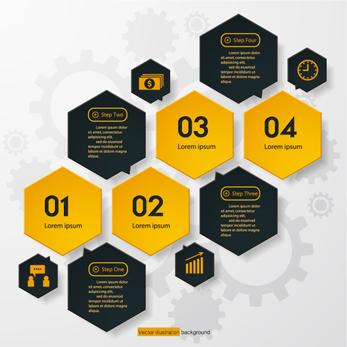 Black with yellow business background vector 05