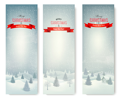 Christmas banners with winter snow vector set 05 Christmas banners with winter snow vector set 05
