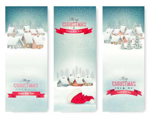 Christmas banners with winter snow vector set 11 Christmas banners with winter snow vector set 11