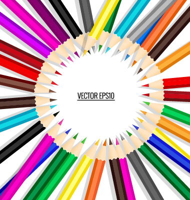 Colored pencil with paper background vector 01