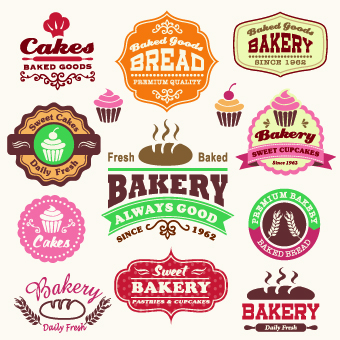 Vintage Food logo with labels vector 02 Vintage Food logo with labels vector 02
