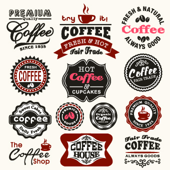 Vintage Food logo with labels vector 03