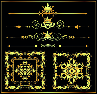 Gold calligraphic decor vector 05 Gold calligraphic decor vector 05