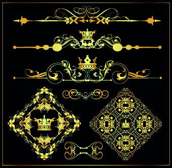 Gold calligraphic decor vector 07 Gold calligraphic decor vector 07