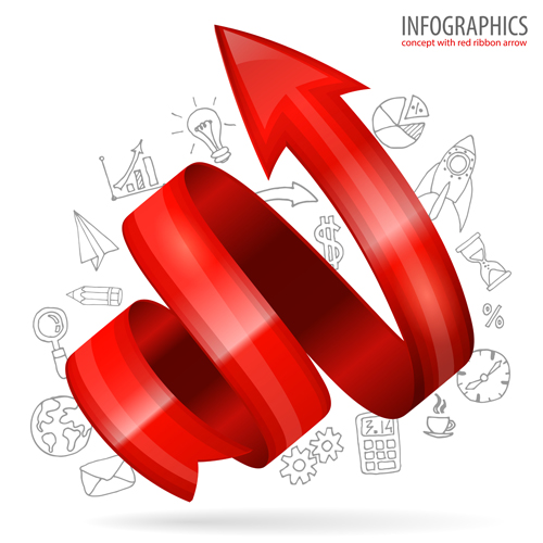 Infographic concept with red ribbon arrow vector Infographic concept with red ribbon arrow vector