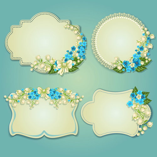 Flower and labels vector 04 Flower and labels vector 04