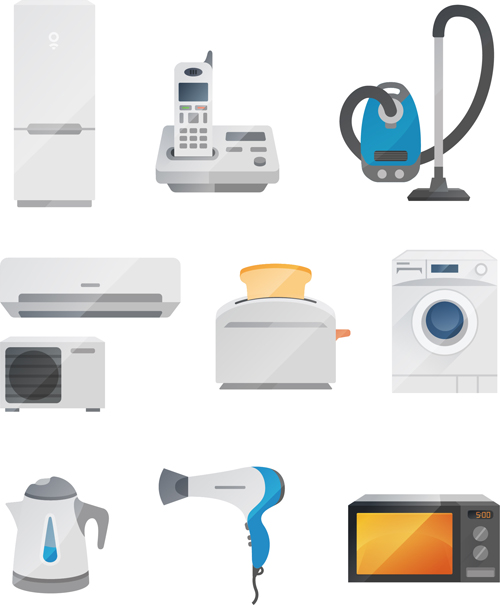 Realistic home appliances vector set 02 Realistic home appliances vector set 02