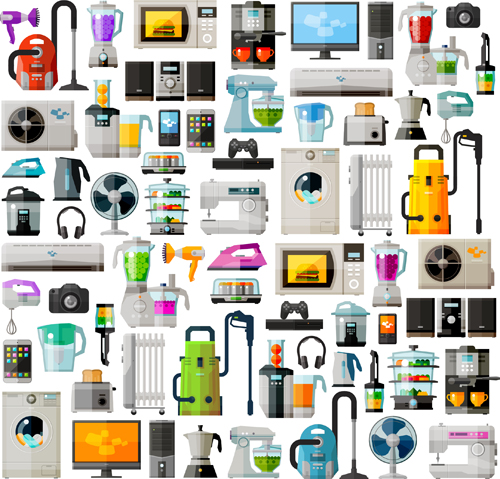 Realistic home appliances vector set 03 Realistic home appliances vector set 03