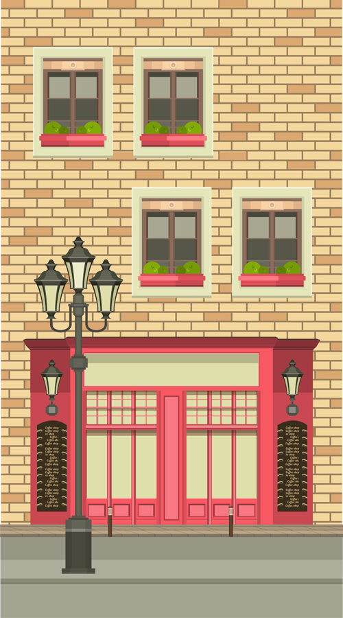 Roadside cafe vector template 04