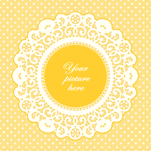 Round lace frames vector set 05