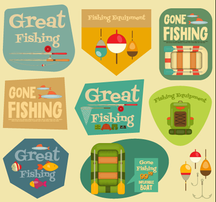 Set of stickers vintage design vectors 01 Set of stickers vintage design vectors 01