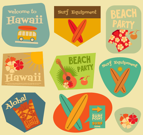 Set of stickers vintage design vectors 02