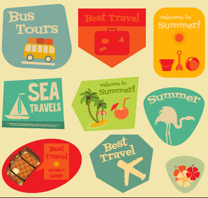 Set of stickers vintage design vectors 03