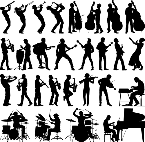 Vector musicians silhouetter set 03 Vector musicians silhouetter set 03