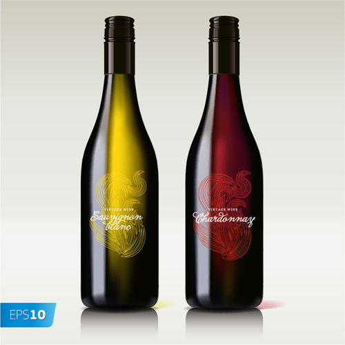 Vector wine bottle design material set 01 Vector wine bottle design material set 01