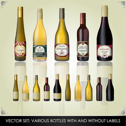 Vector wine bottle design material set 02 Vector wine bottle design material set 02