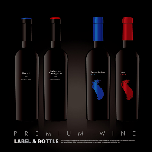 Vector wine bottle design material set 03 Vector wine bottle design material set 03