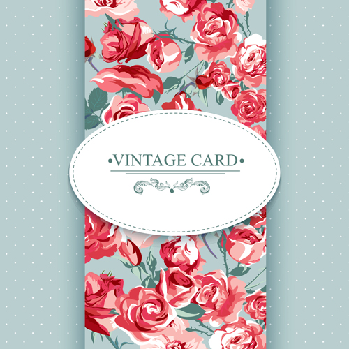 Vintage card with flowers pattern vectors 06 Vintage card with flowers pattern vectors 06