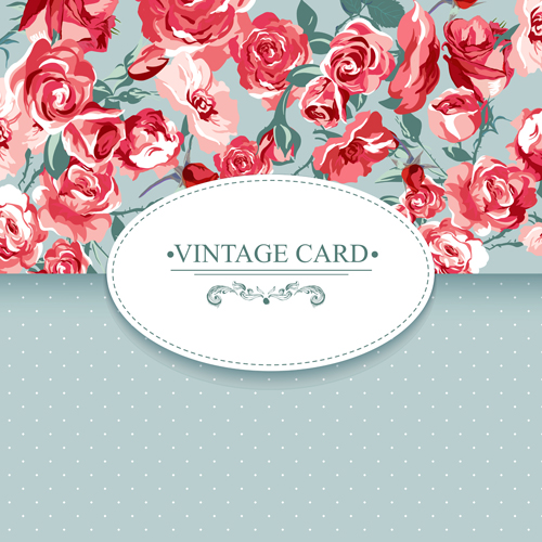Vintage card with flowers pattern vectors 07 Vintage card with flowers pattern vectors 07