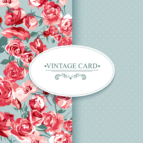 Vintage card with flowers pattern vectors 08 Vintage card with flowers pattern vectors 08