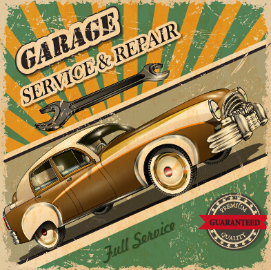 Vintage style car advertising poster vector 02 Vintage style car advertising poster vector 02