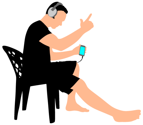 Young man with music vector illustration 05 Young man with music vector illustration 05