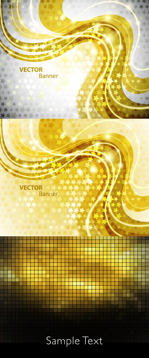yellow vector shine ribbons light Five pointed star dynamic color black beautiful background 