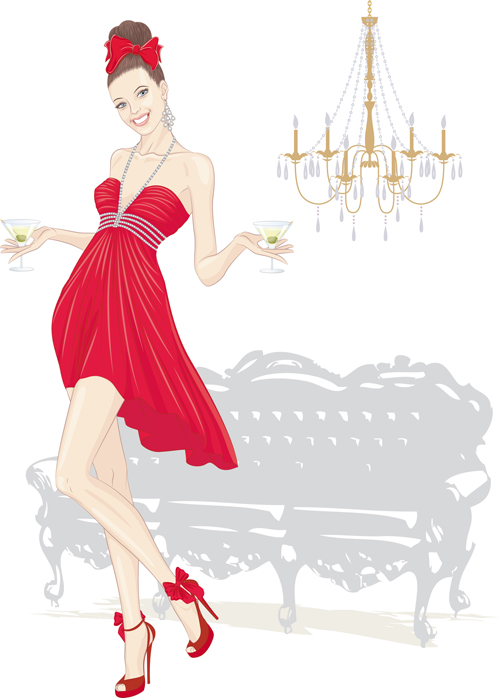 Beautiful woman design elements vector 02