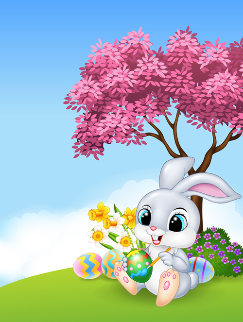 Cartoon easter rabbit cute vector material 13 Cartoon easter rabbit cute vector material 13