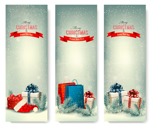 Christmas banners with winter snow vector set 07 Christmas banners with winter snow vector set 07