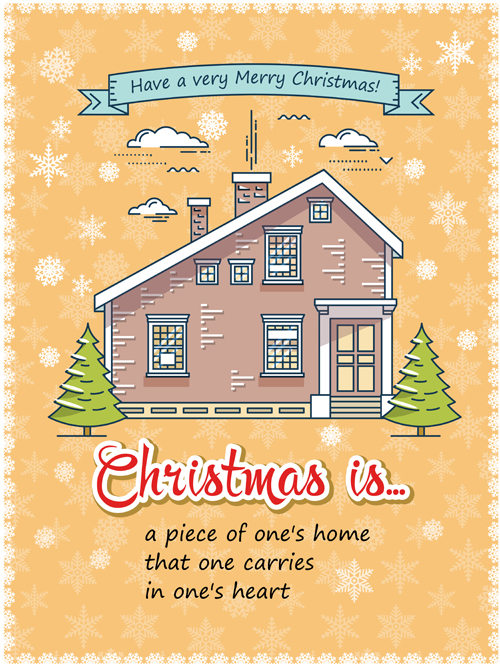 Christmas greeting cards with house vector 10 Christmas greeting cards with house vector 10