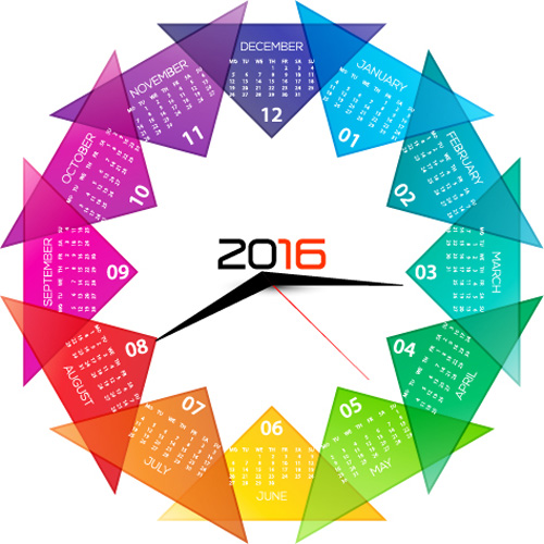 Circle 2016 calendars colorful vector Circle 2016 calendars colorful vector