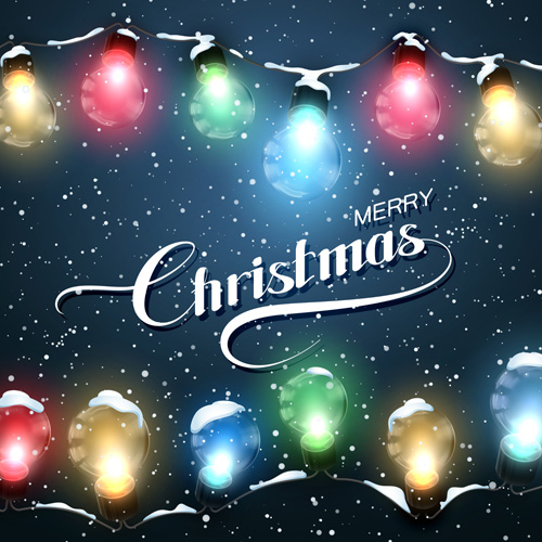 Colored bulb christmas winter background vector