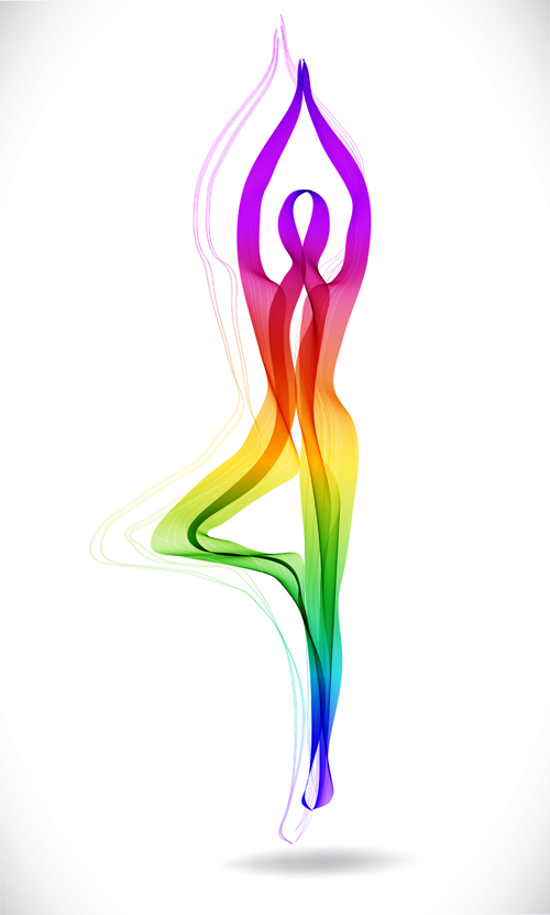 Colored snoke with yoga vector set 04 Colored snoke with yoga vector set 04